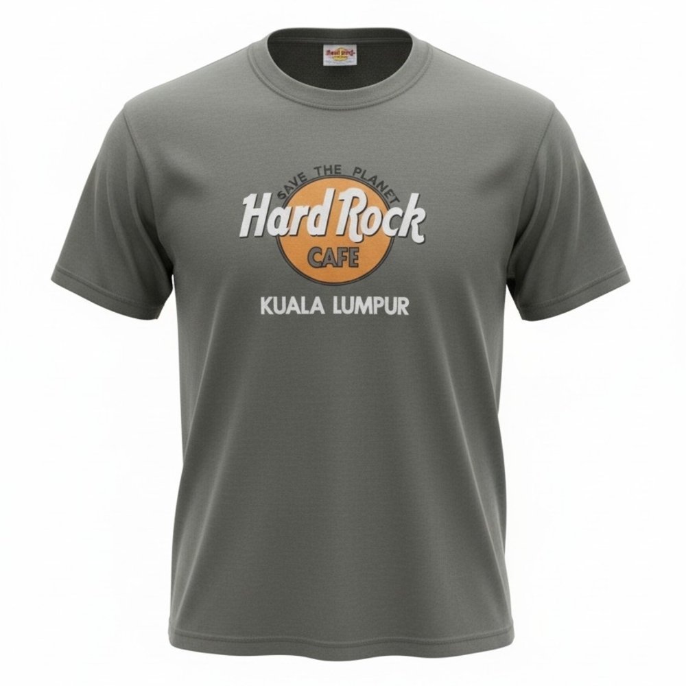 Hard Rock Cafe Grey T-Shirt with Orange Logo - Kuala Lumpur